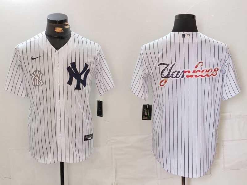 Men New York Yankees Blank White Stripe Game 2024 Nike MLB Jersey style 5